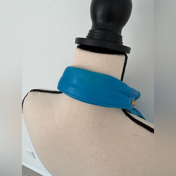 Michael Hoban North Beach Leather Vintage Blue Halter 1980’s Mini Dress Size 6 - Picture 6 of 16